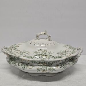Alfred Meakin Stratford Porcelain Floral Green Vegetable Soup Tureen Gravy Boat